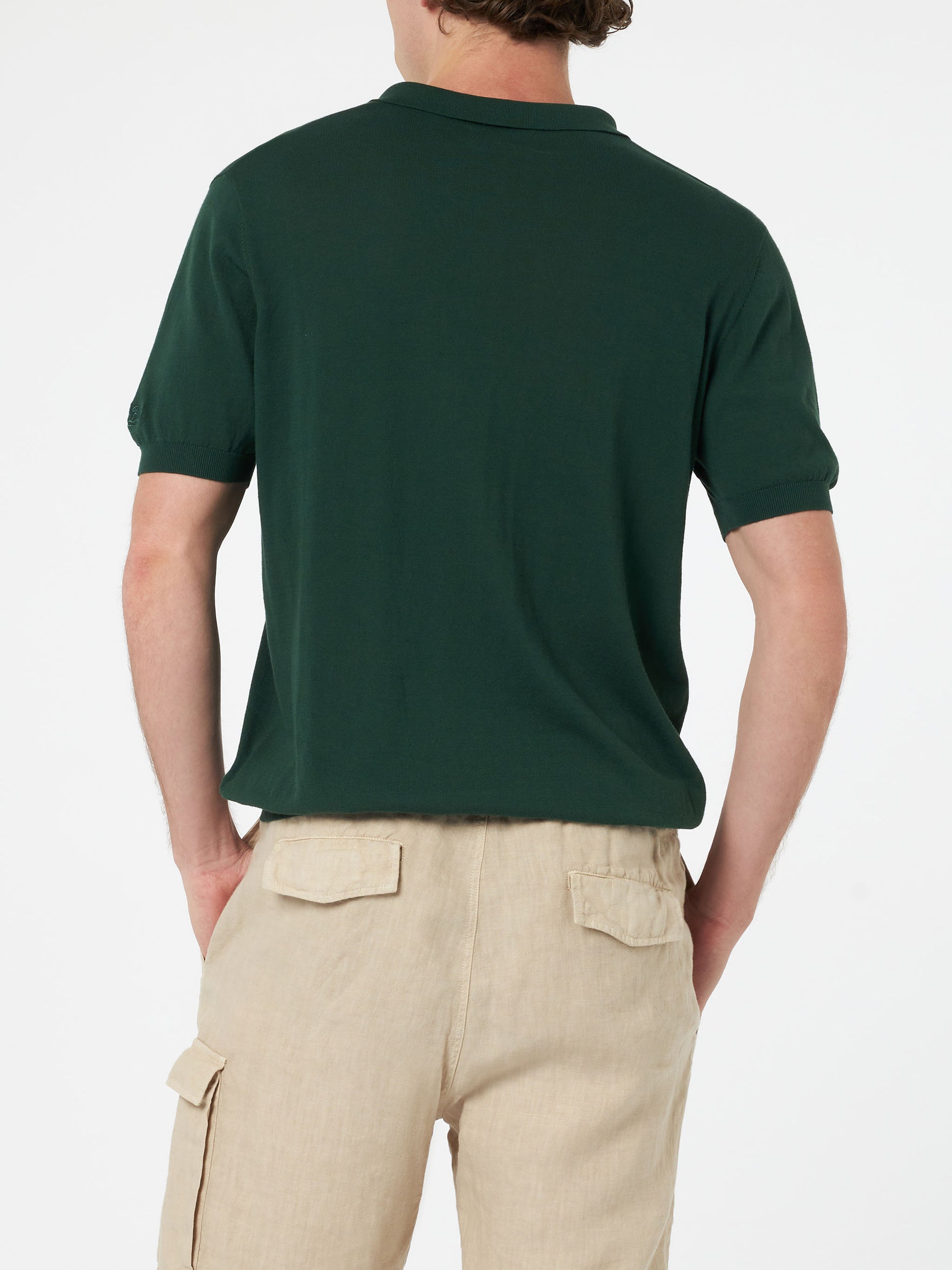 British green buttonless knitted polo shirt Sloan - MC2 Saint Barth