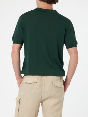 British green buttonless knitted polo shirt Sloan - MC2 Saint Barth