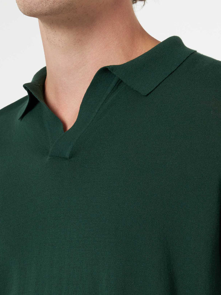 British green buttonless knitted polo shirt Sloan - MC2 Saint Barth