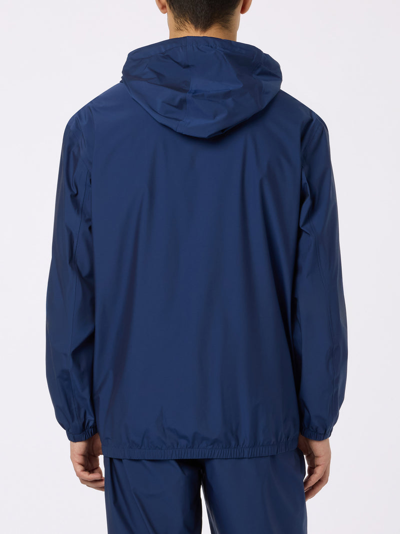 Leichte Windjacke aus marineblauem Stoff mit Kapuze für Herren Sloop