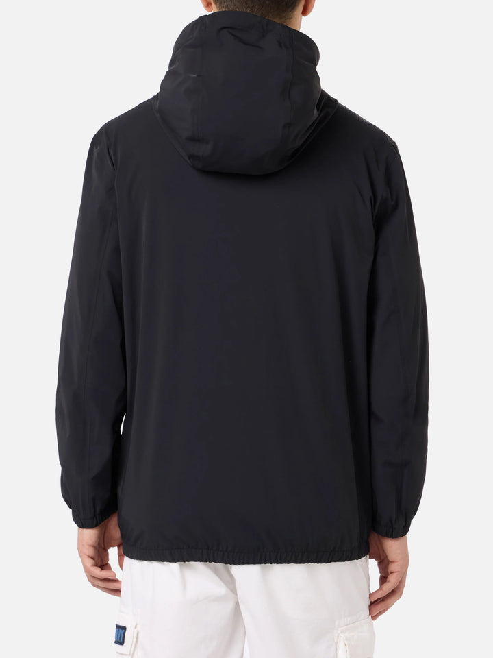 Giacca a vento leggera in tessuto nero con cappuccio da uomo Sloop