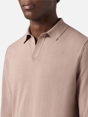 Polo Sloan in cotone high twist tortora
