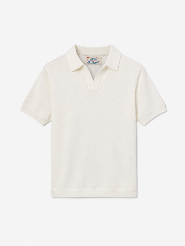White Sloan Jr knitted polo shirt