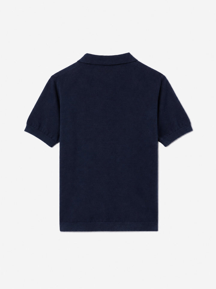 Sloan Jr marineblaues gestricktes Poloshirt 