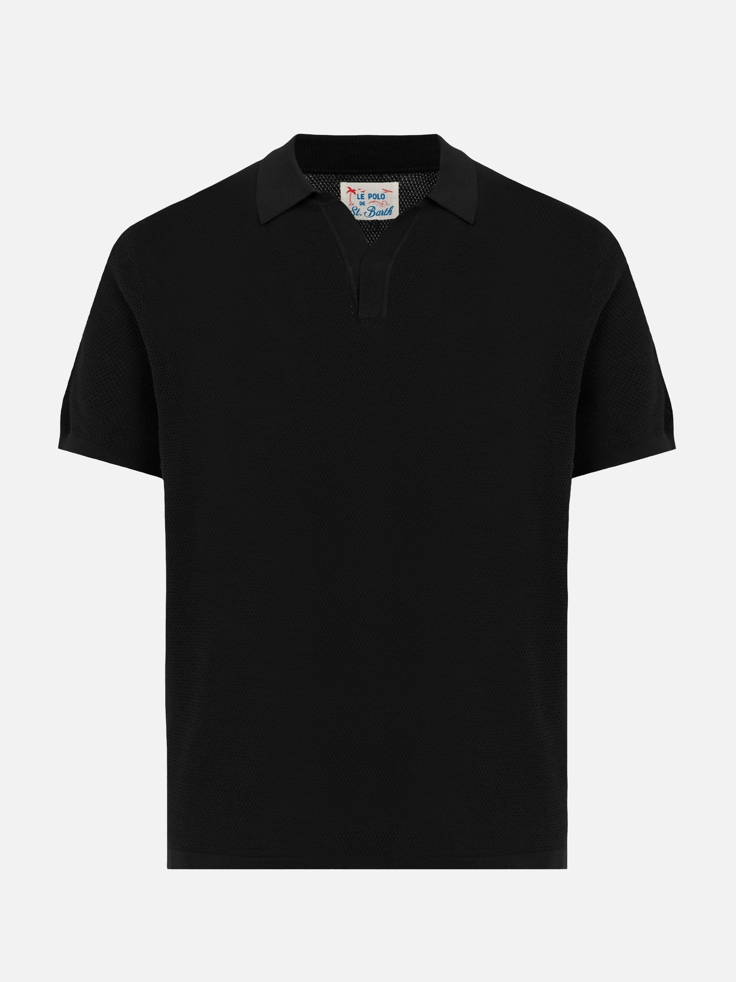 Polo Sloan in maglia seta e cotone nero