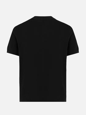 Polo Sloan in maglia seta e cotone nero