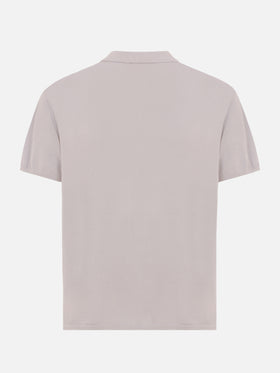 Sloan beige silk cotton knitted polo shirt