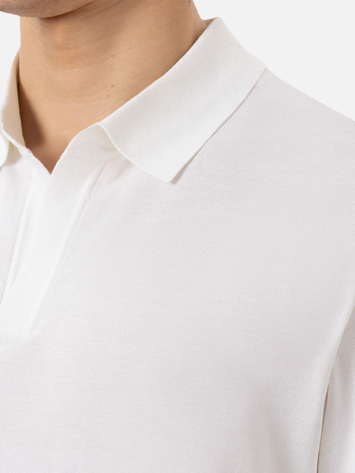 Sloan – Poloshirt aus Seiden-Baumwoll-Strick in Weiß