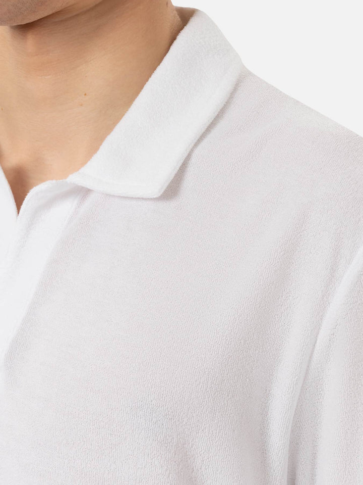 Weißes Frottee-Poloshirt „Jeremy“