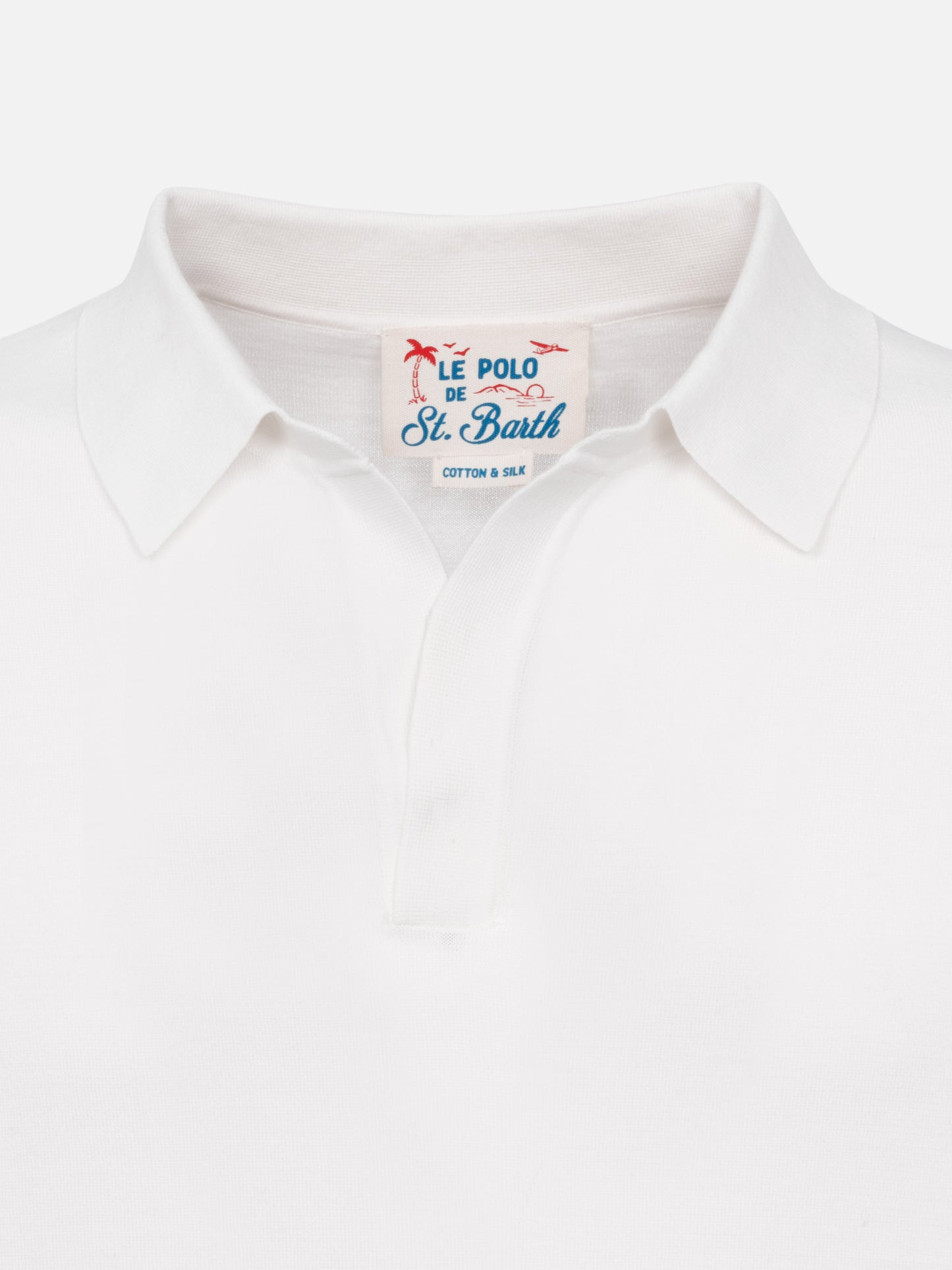 Polo Sloan in maglia di seta e cotone bianca