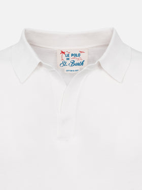 Polo Sloan in maglia di seta e cotone bianca