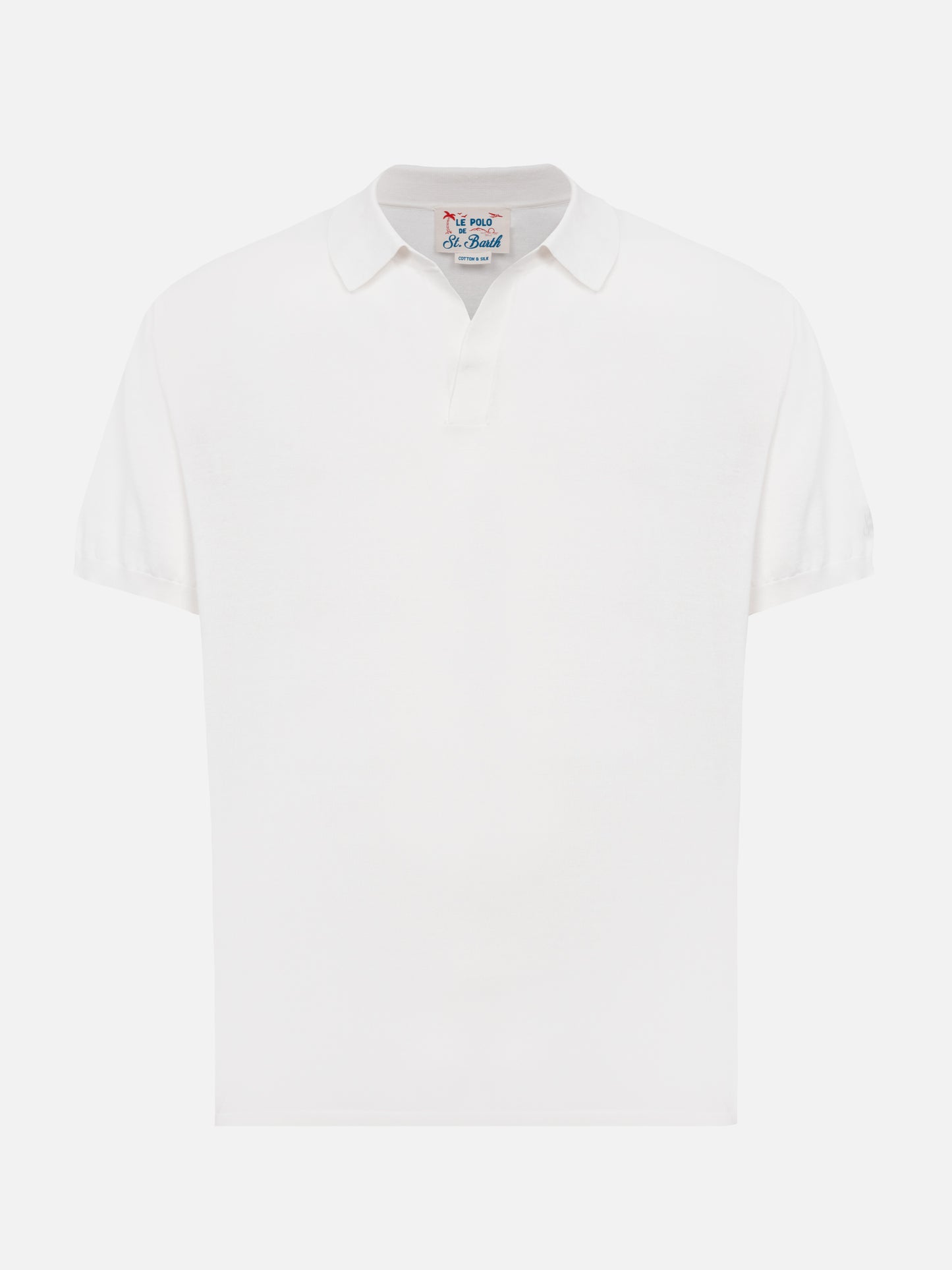 Polo Sloan in maglia di seta e cotone bianca