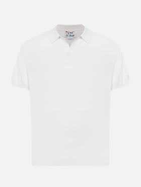 Polo Sloan in maglia di seta e cotone bianca