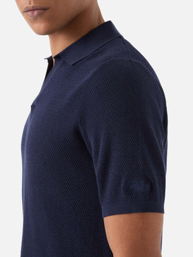 Sloan Mesh blue polo in premium high-twist cotton