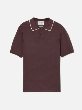 Sloan brown polo in premium high-twist cotton with contrast trims