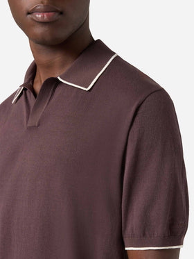 Sloan brown polo in premium high-twist cotton with contrast trims