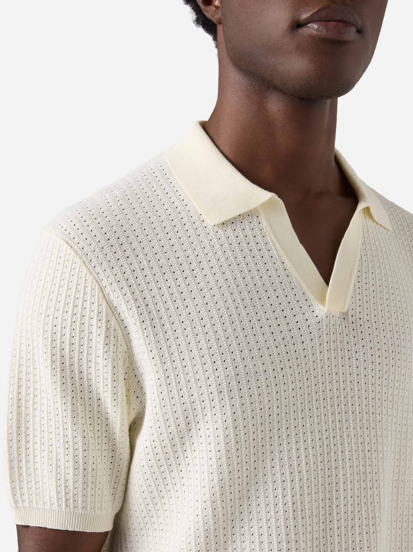 Sloan Net beige polo in premium high-twist cotton