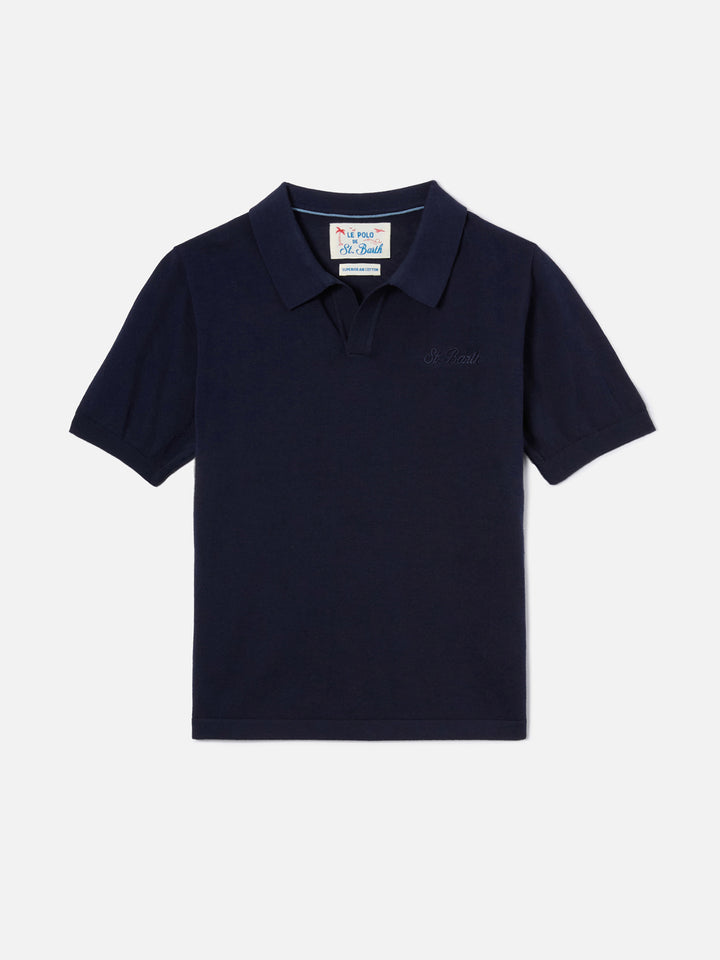 Knitted Sloan Jr polo in navy blue