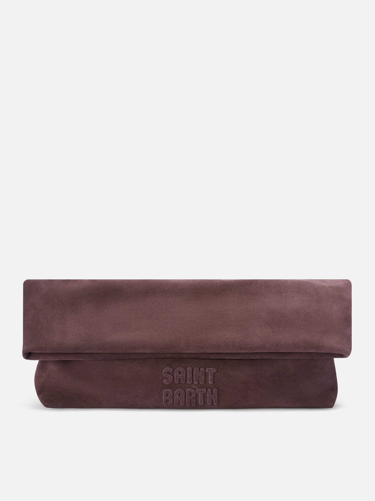 Pochette Maxi marrone in camoscio con patch logo