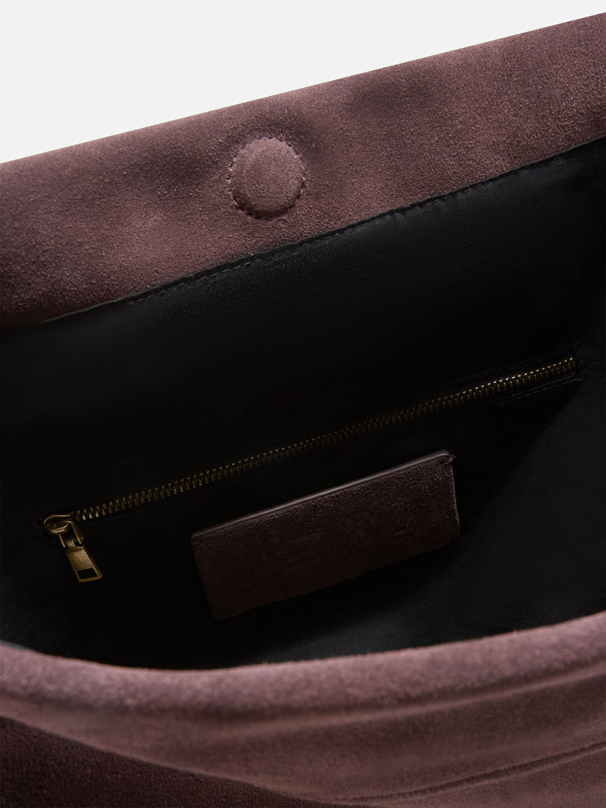 Pochette Maxi marrone in camoscio con patch logo