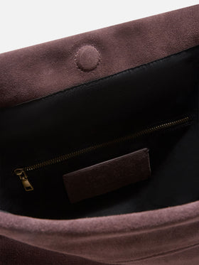 Pochette Maxi marrone in camoscio con patch logo