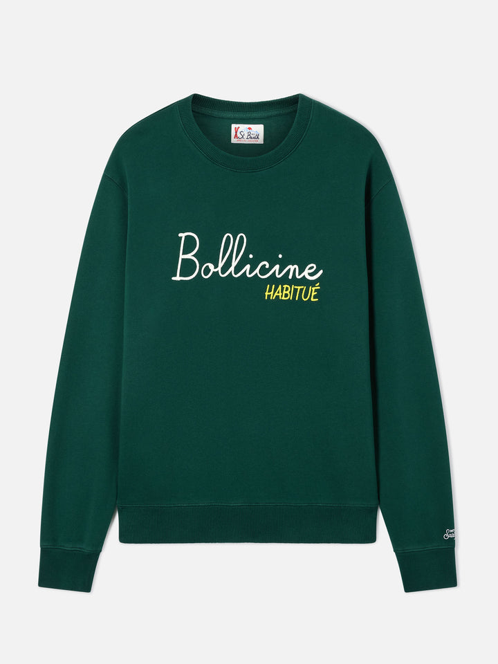Felpa Soho verde in cotone con ricamo Bollicine Habitué