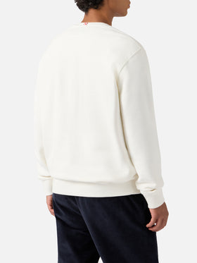 Felpa Soho in cotone bianco con stampa flock St. Barth sport club