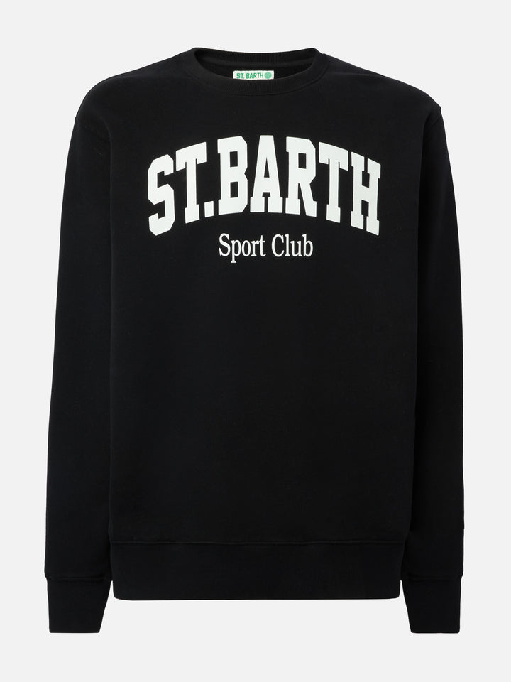 Felpa Soho in cotone nero con stampa St. Barth sport club