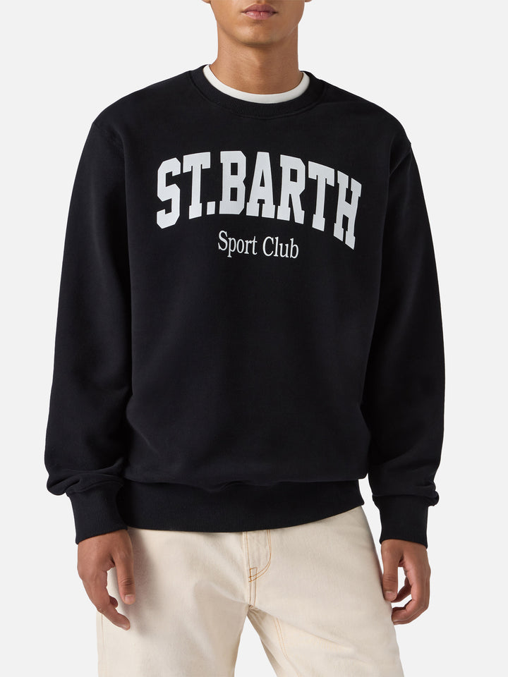 Felpa Soho in cotone nero con stampa St. Barth sport club