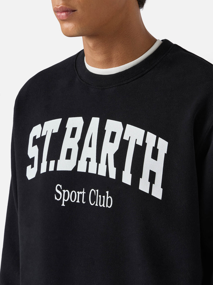 Felpa Soho in cotone nero con stampa St. Barth sport club