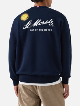 Sudadera de algodón Soho Navy blue con estampado St. Moritz en la espalda | Special edition 