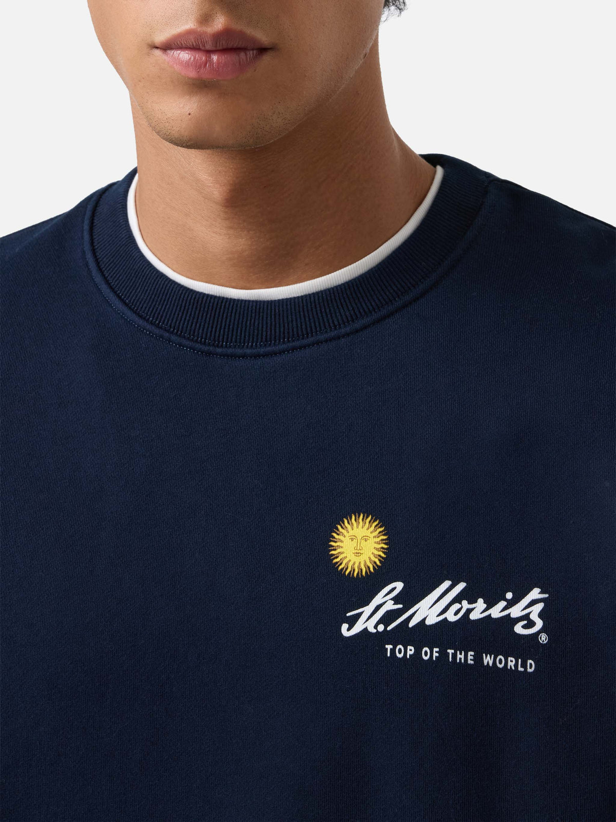 Sudadera de algodón Soho Navy blue con estampado St. Moritz en la espalda | Special edition 
