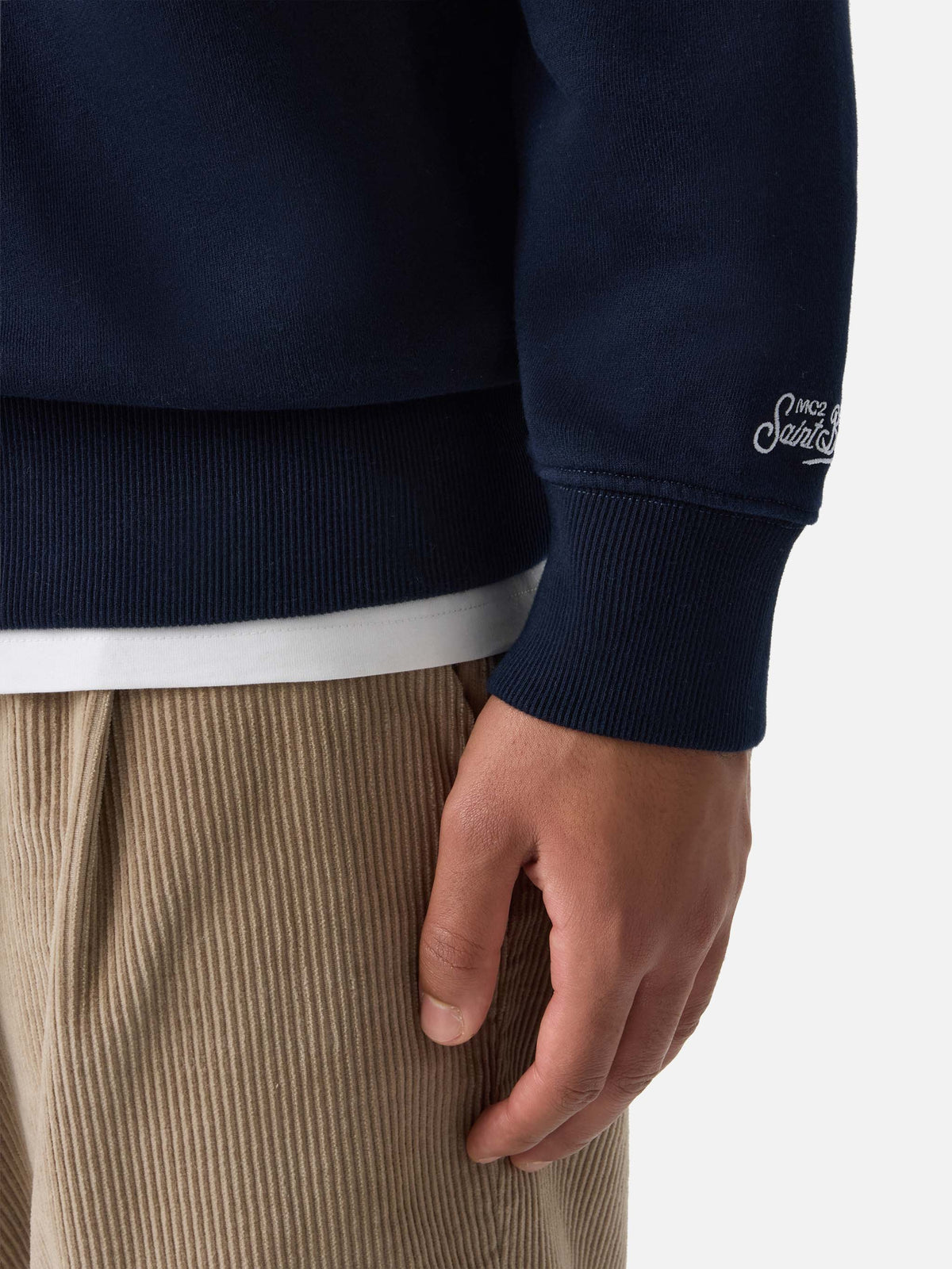 Sudadera de algodón Soho Navy blue con estampado St. Moritz en la espalda | Special edition 