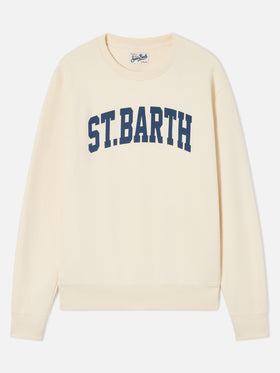 Sudadera de cuello redondo Soho en algodón blanco con estampado St. Barth 