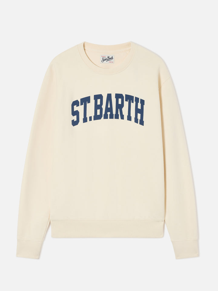 Soho crewneck sweatshirt in white cotton with St. Barth print