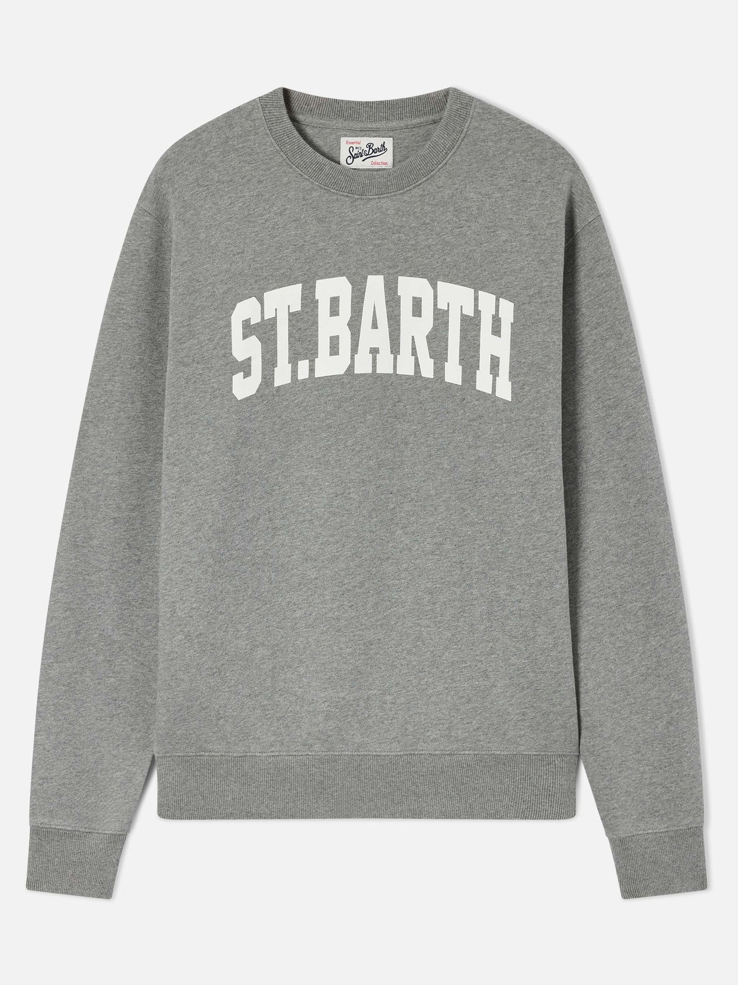 Sudadera de cuello redondo Soho en algodón gris con estampado St. Barth 