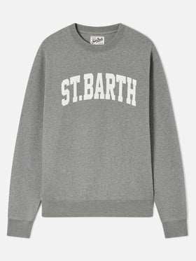 Sudadera de cuello redondo Soho en algodón gris con estampado St. Barth 