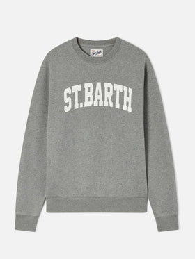 Felpa girocollo Soho in cotone grigia con stampa St. Barth
