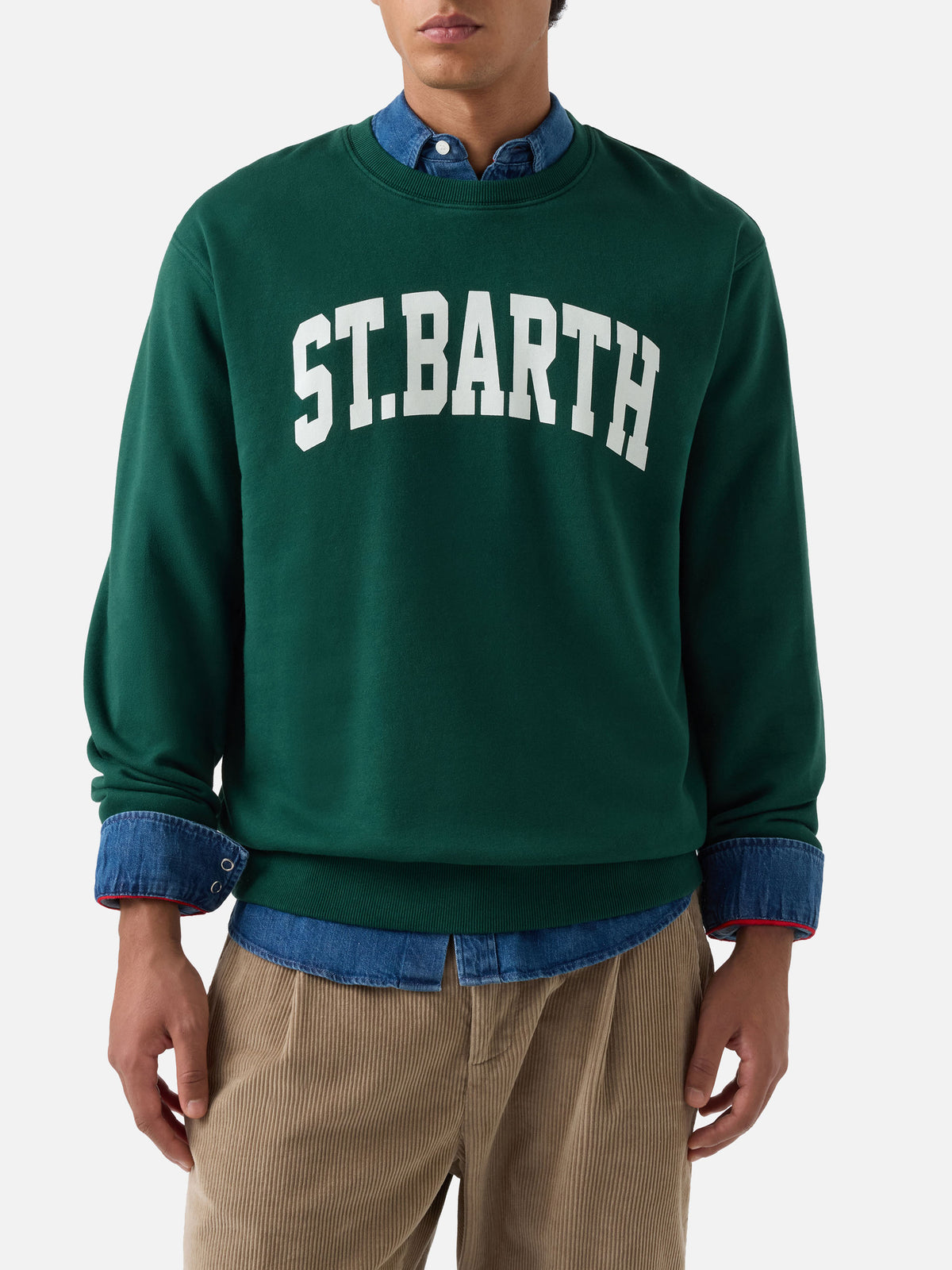 Green Soho cotton sweatshirt with St. Barth print