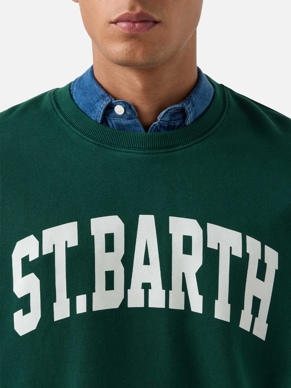 Green Soho cotton sweatshirt with St. Barth print