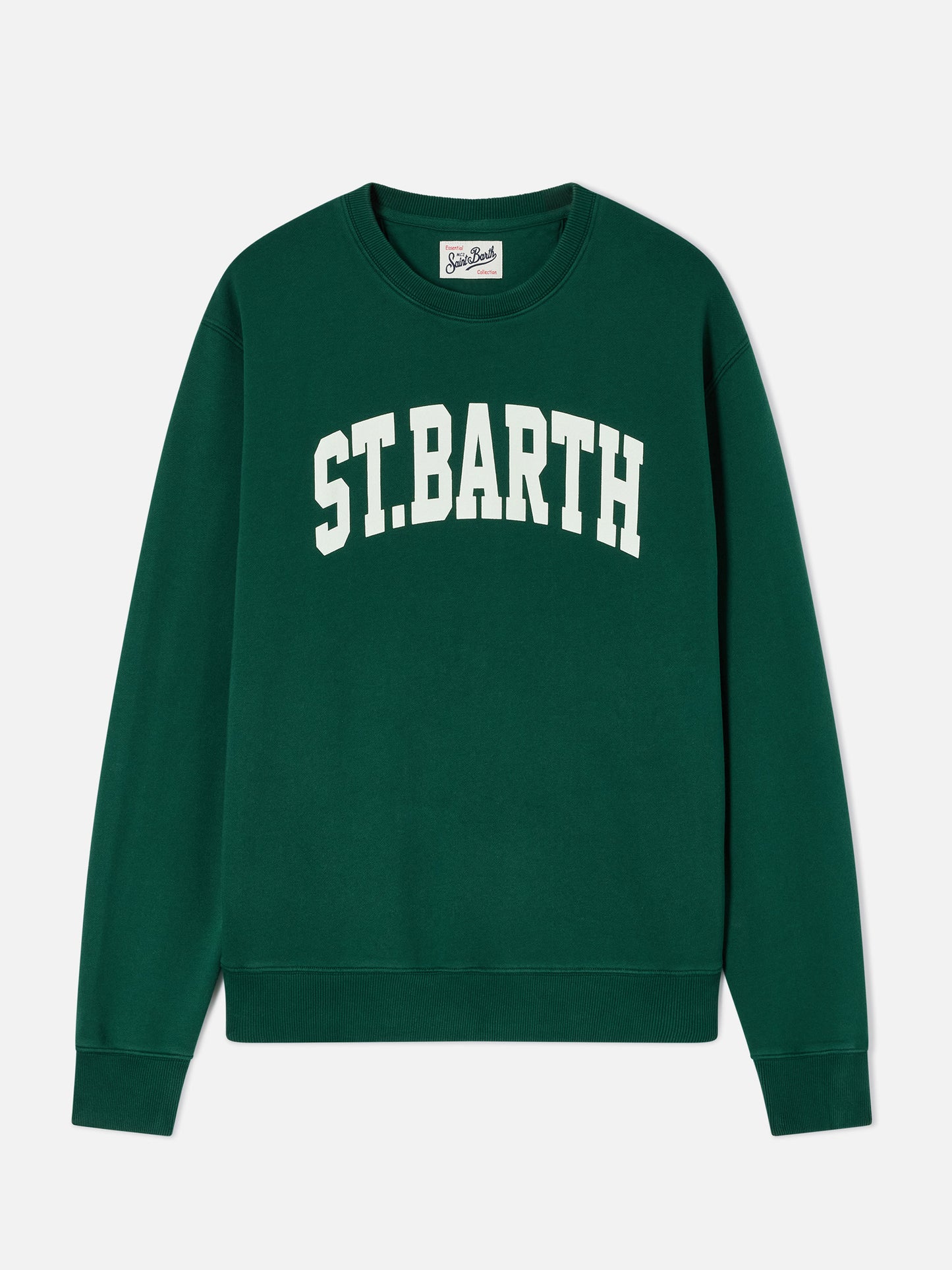 Sudadera de cuello redondo Soho en algodón verde con estampado St. Barth 