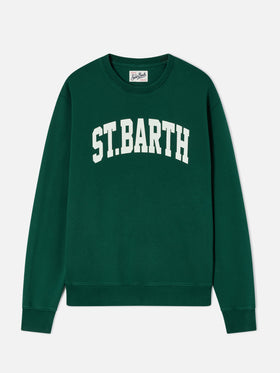 Sudadera de cuello redondo Soho en algodón verde con estampado St. Barth 