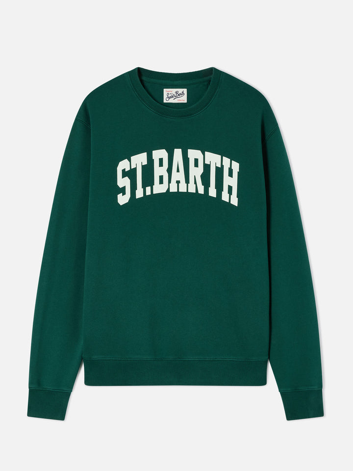 Sweat-shirt ras-du-cou Soho en coton vert avec imprimé St. Barth 