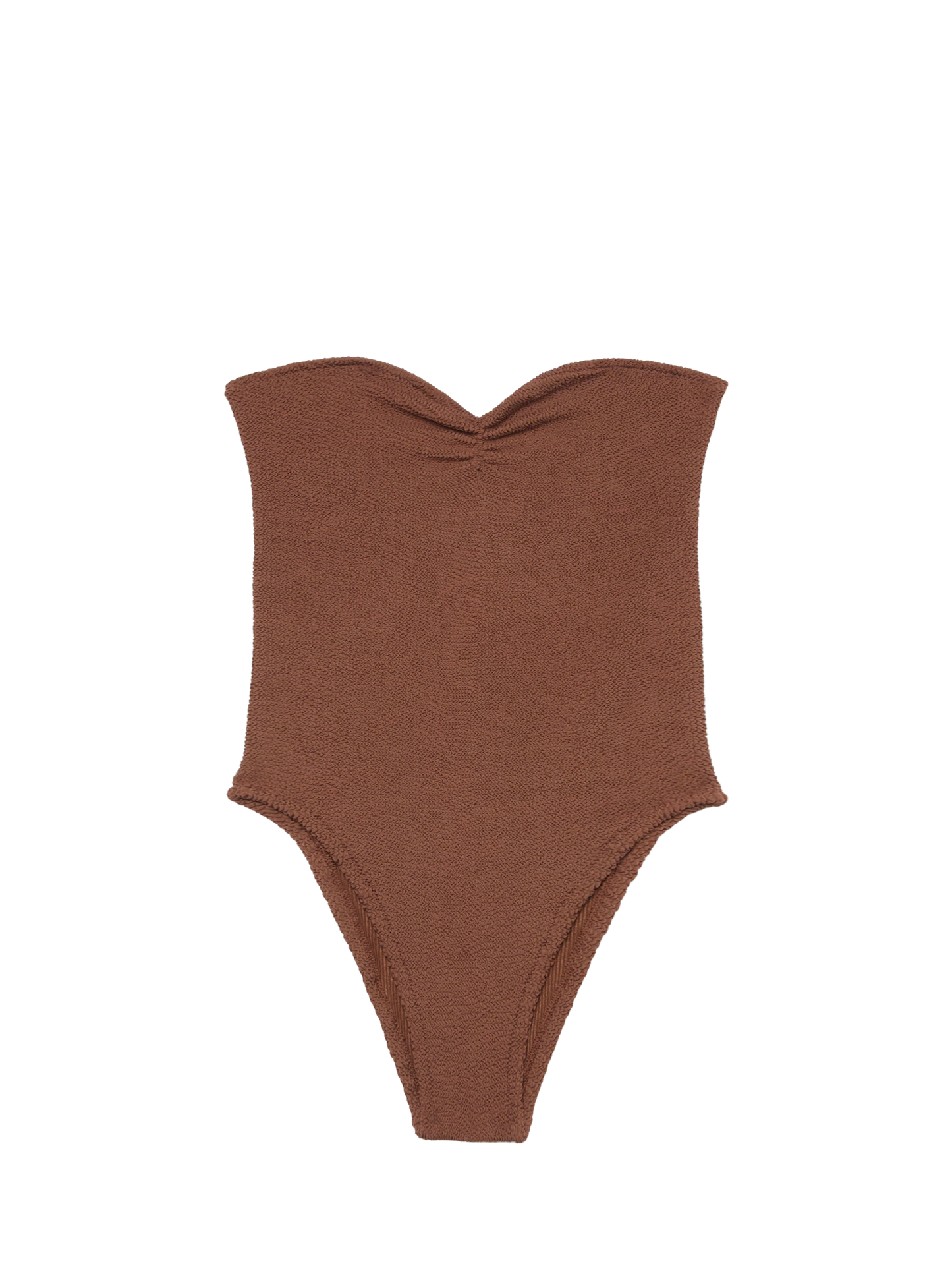 Soleil costume intero crinkle senza spalline marrone