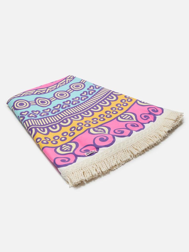 Solyn round beach towel with mandala print