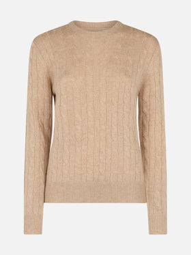Maglione da donna in misto cashmere beige Sorbonne