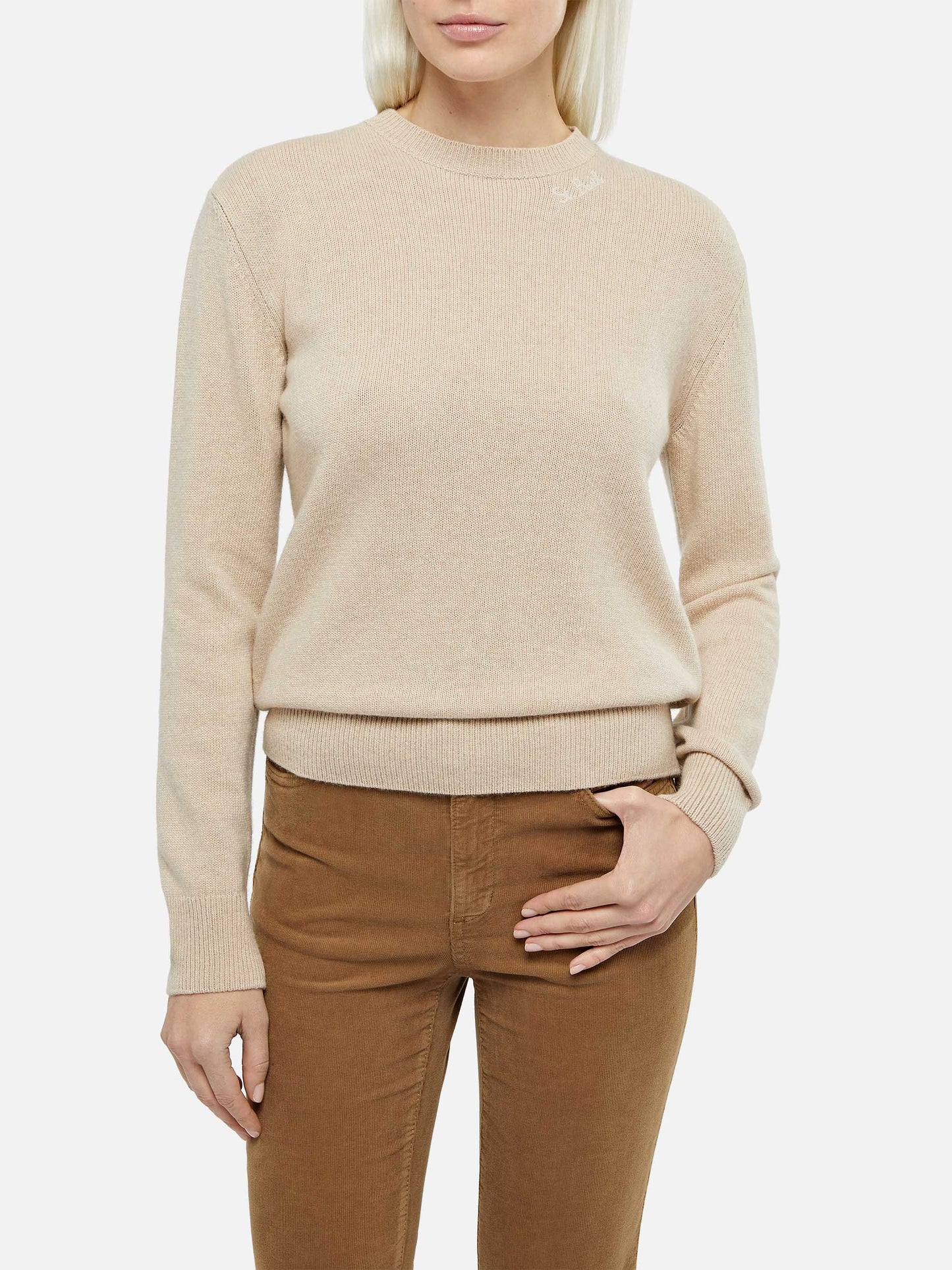 Woman beige cashmere blend sweater Sorbonne - MC2 Saint Barth