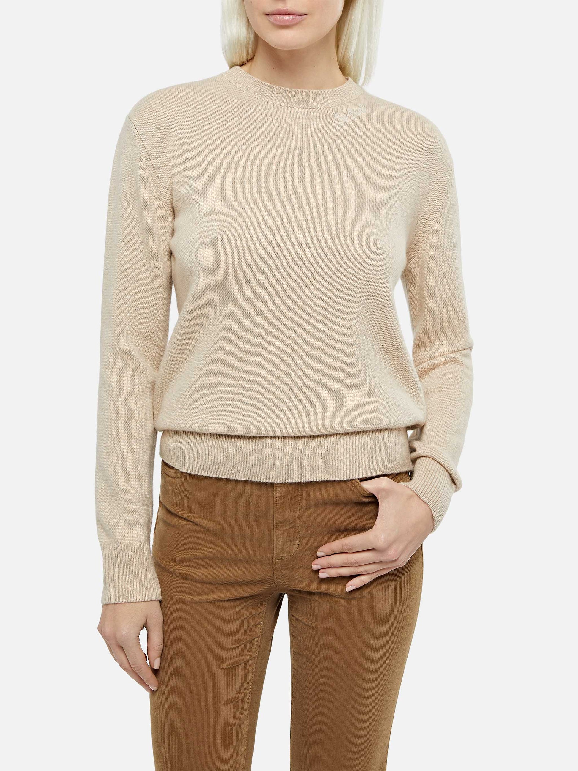 Woman beige cashmere blend sweater Sorbonne - MC2 Saint Barth