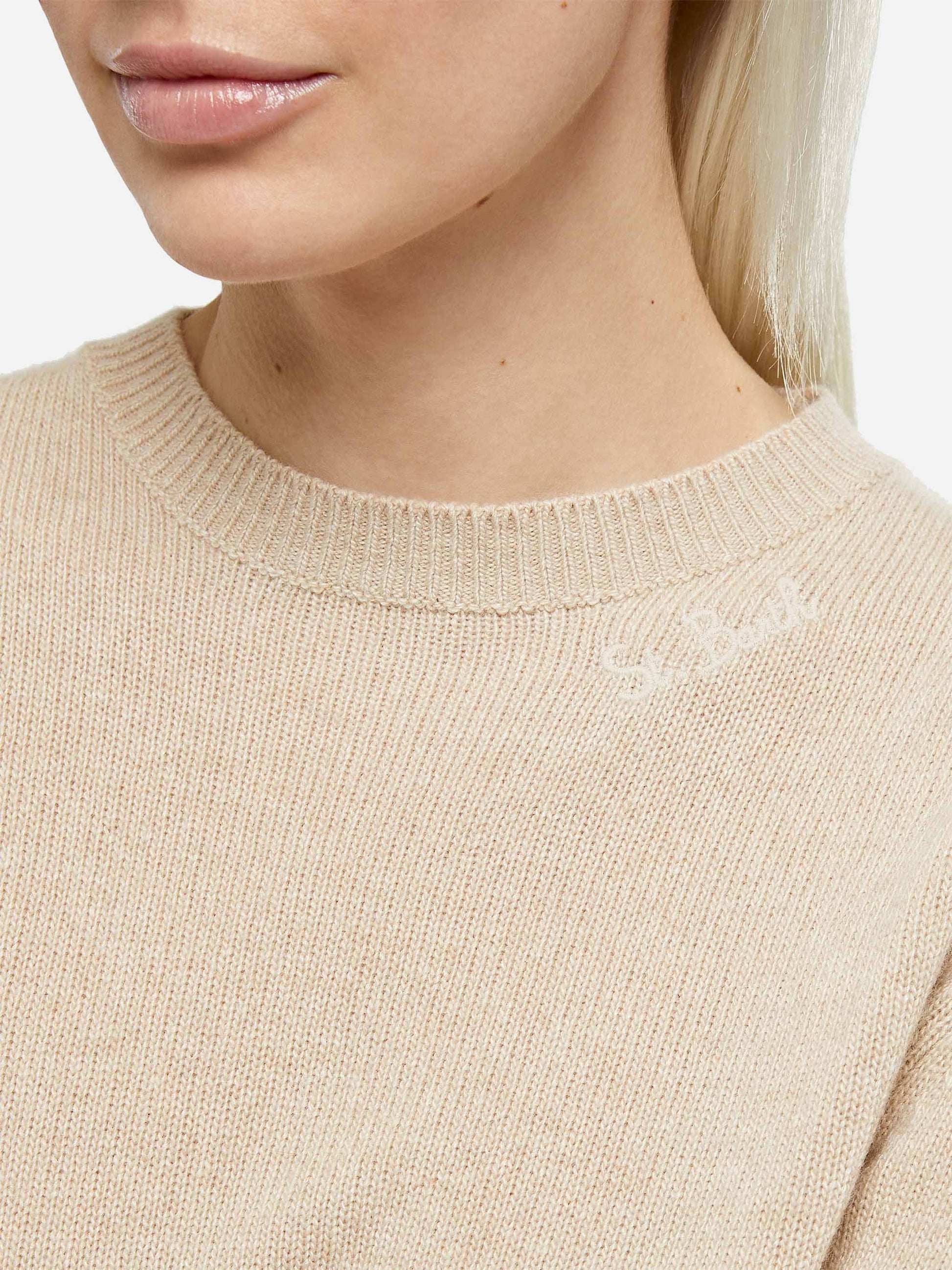Woman beige cashmere blend sweater Sorbonne - MC2 Saint Barth