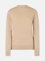 Woman beige cashmere blend sweater Sorbonne